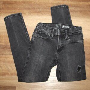 GAP Size 8 Black Vintage Wash RIP & REPAIR Slim Skinny Jeans